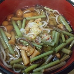 水煮を使えば簡単！山菜うどん（蕎麦）